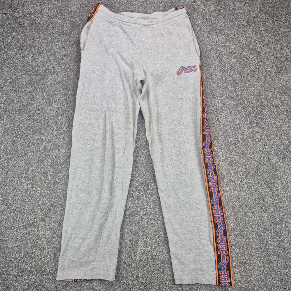 Vintage Asics Sweatpants Mens Small Gray Logo Tape Made in Italy